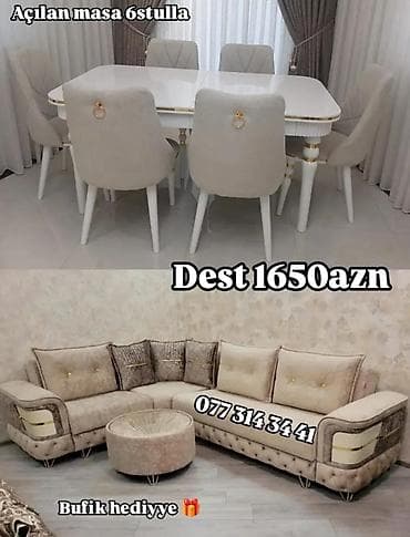 Mebel dəsti – yemək və qonaq otağı üçün uyğun komplekt. - Açilən masa