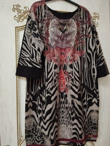 qara cins pencekler: Повседневное платье, Миди, 3XL — 1