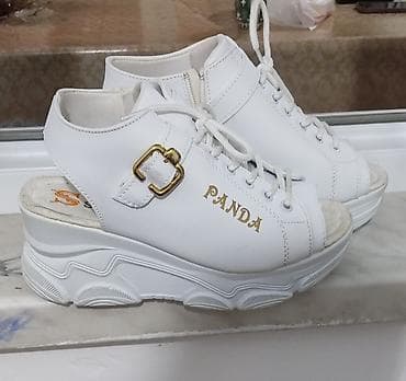 Ağ rəngli qadın platforma sandal-idman ayaqqabısı - Brend: Panda (yan
