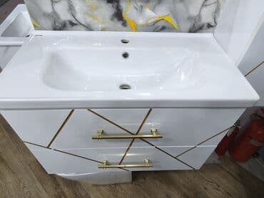 Умывальники, тюльпаны: Hamam mebeli dəsti – lavabo, alt dolab və asma şkaf - Üslub: müasir — 3