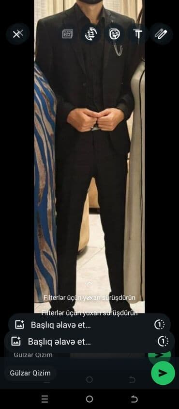 köynekler: Kişi üçün klassik qara kostyum dəsti - Üst geyim: birsıra düyməli — 1