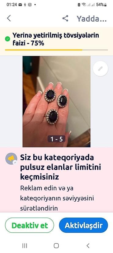 brilliant komplektlər: Qızıl dəstbrilyant qaşlarla 28 qr750 proba az taxılıb — 6