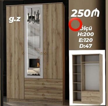 шкаф купе: Yeni, Açılan, 3 qapılı Qarderob, paltar dolabı — 1