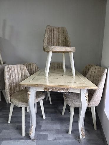 Mətbəx üçün, Açılmayan, Dördbucaq masa, 6 stul