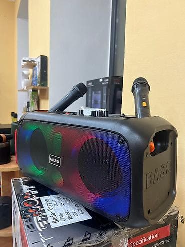 Karaoke dinamik 2mikrafonlu Blutuz Usb Sd Radio Led işiqlj Pultnan