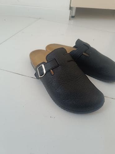 Sabo: Qara rəngli uniseks tapanqa tipli sabot/klok ayaqqabı - Material — 2