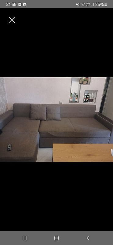 stullar ev ucun: Künc divan – qəhvəyi rəngdə, müasir minimalist dizayn. - L‑şəkilli — 1