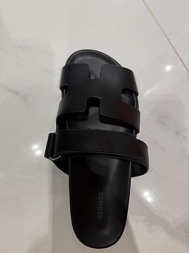 sandal: Hermès kişi slayd sandal 1:1 kopiya, temiz deri Yenidir, olcu uygun — 3