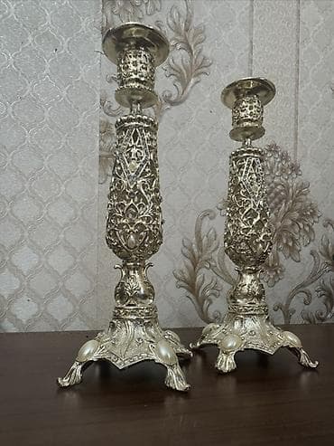 şam r16: Metal şamdan dəsti - 2 ədəd dekorativ şamdan - Material: ağır metal — 2