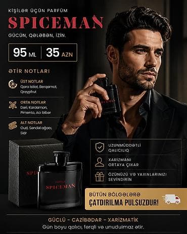 sendel: SPICEMAN kişi ətiri – güc, qələbə və iz buraxan aroma. Həcm: 95 ml — 1