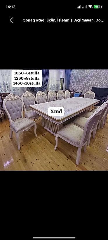 rahat mebel: Qonaq otağı üçün, Yeni, Açılmayan, Dördbucaq masa, 6 stul — 1