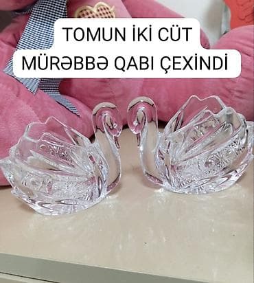 Kristal “qu quşu” formalı mürəbbə qabları – 2 ədəd (cüt)