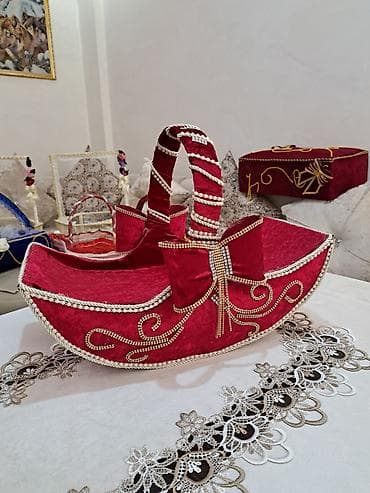 irsad telecom smart saat: Xonça və nişan dəsti üçün əl işləri – məxmər və krujeva dekorlu - — 9