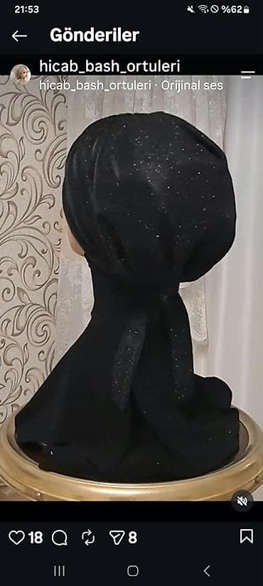 baş: Məhsul: Bəzəkli hicab/bürüncək dəsti - Rənglər: qara və ağ - Dizayn — 3