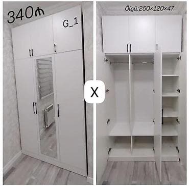 Mebel: Ağ rəngdə çoxfunksiyalı geyim dolabı – model G_1 - Ölçü: 250 × 120 × — 1