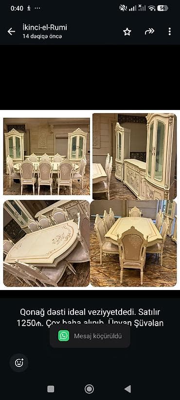 Qonağ dəsti ideal veziyyetdedi. Satılır 1250₼. Çox baha alınıb. Ünvan