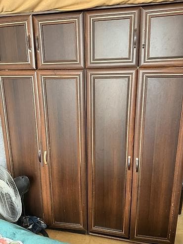 4 qapılı, Qəhvəyi, Taxta, Açılan, Düz dolab