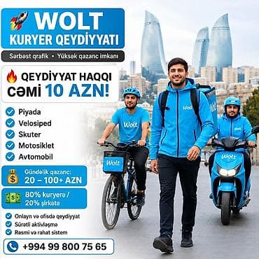 Sürücü-kuryer tələb olunur, Şəxsi nəqliyyat vasitəsi ilə, Gündəlik ödəniş, Təcrübəsiz