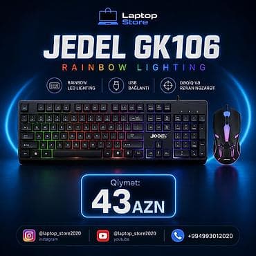 🎮 JEDEL GK106 Rainbow Lighting – Klaviatura + Mouse 🌈 Rainbow LED — 1