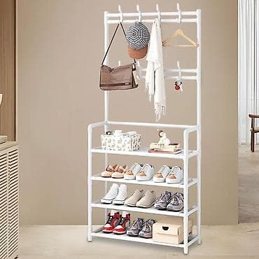 Açıq rəngdə çoxfunksiyalı dəhliz təşkilatçısı – asılqan + ayaqqabılıq