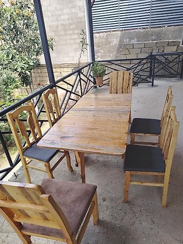 Mətbəx üçün, Yeni, Açılmayan, Dördbucaq masa, 6 stul