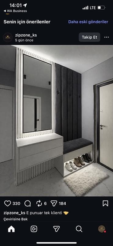 Dəhliz üçün modern giriş mebeli dəsti - Dizayn: minimal və zərif, ağ