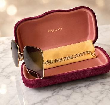 Gucci gün eynəyi – zəncirli model (orginal) - Çərçivə: qızılı — 2
