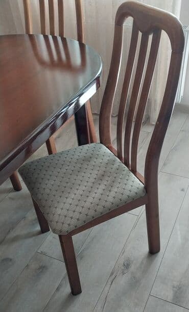 işlenmiş masa: Qonaq otağı üçün, İşlənmiş, Açılmayan, Oval masa, 6 stul — 2