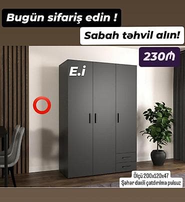 iskaflar: Yeni, 3 qapılı, Siyirməli, Boz, Taxta, Açılan, Düz dolab — 1