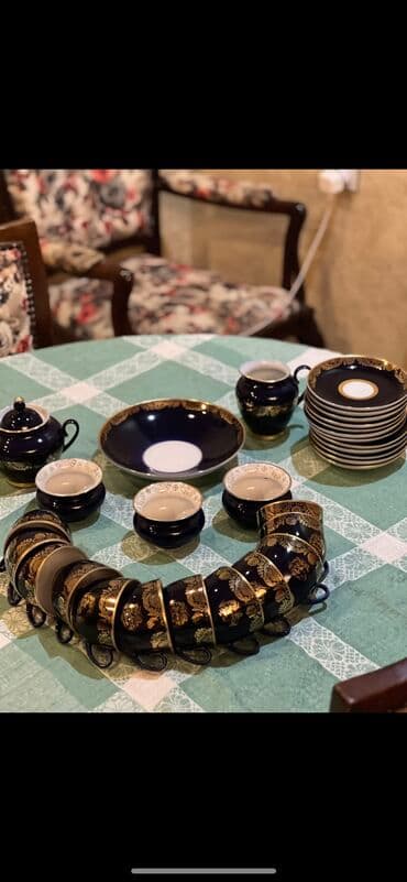 Qab-qacaq dəstləri və servizlər: Çay dəsti, rəng - Göy, Kobalt, 12 nəfərlik, Rusiya — 1