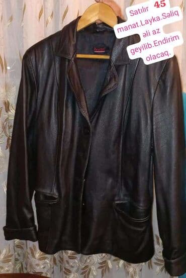Məhsul: Qadınlar üçün qara rəngli leyka (eko dəridir) üst geyimləri