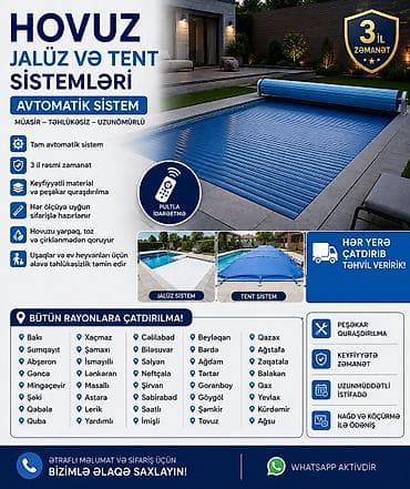 🏊 HOVUZ JALÜZ VƏ TENT SİSTEMLƏRİ Hovuzunuzu daha təhlükəsiz, təmiz və