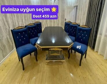 stol stul gəncə: Qonaq otağı üçün, Yeni, Açılmayan, Dördbucaq masa, 6 stul — 1