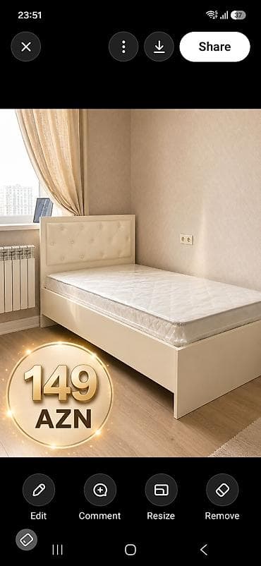 Bir nəfərlik ağ rəngli çarpayı və döşək dəsti. - Minimalist dizayn