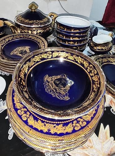 ucuz unitaz: Nahar dəsti, rəng - Göy, Farfor, Versace, 6 nəfərlik, Azərbaycan — 3