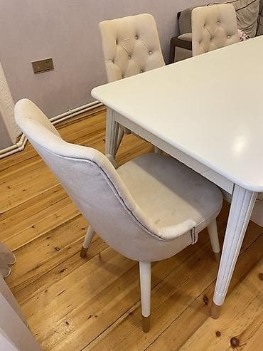 Qonaq otağı üçün, İşlənmiş, Açılmayan, Dördbucaq masa, 6 stul — 7