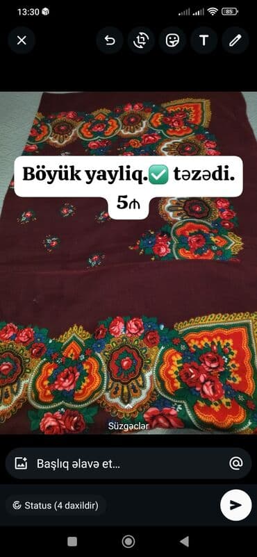 bine qadın geyimleri instagram: Yayliq və şərflər. hərəsinin öz qiyməti var. 4-5₼. Binə qəsəbəsində — 2