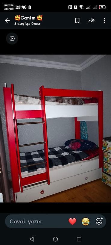matras satilir: Oğlan və qız üçün, İşlənmiş, Çarpayı, Matras ilə, Siyirməli, MDF — 2