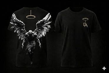 🖤kişi üçünQara rəngli qrafik T‑şört kolleksiyası – Dark Aura — 2