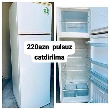 İki qapılı soyuducu - Üst hissədə dondurucu bölmə, rəfli iç quruluş - — 1