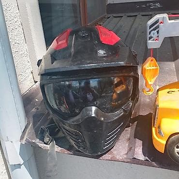Motokros/Stunt üslubunda tam üz örtüklü dəbilqə - Rəng: qara, üst