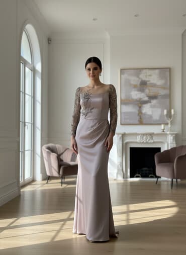 Zərif ziyafət/libas - Rəng: pudra/çəhrayı şampan tonunda satin lalafo.az -da Zərif ziyafət/libas - Rəng: pudra/çəhrayı şampan tonunda satin