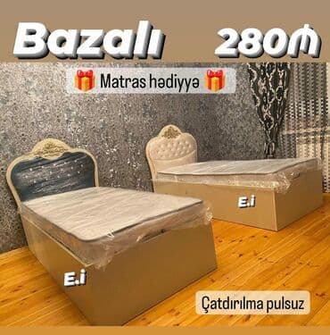 bazali tek carpayilar: Новый, Односпальная кровать, С подъемным механизмом, С матрасом, Без выдвижных ящиков, Азербайджан — 2