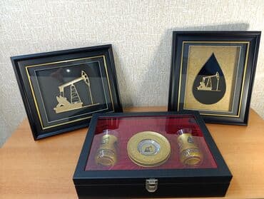 Neft mövzulu hədiyyə dəsti - 2 ədəd çərçivəli dekorativ tablo: hər