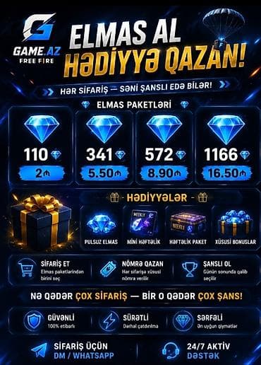 dini hediyyeler: GAME.AZ – Free Fire üçün Elmas paketləri Elmas paketləri: - 110 elmas — 1