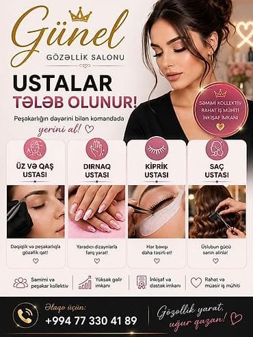 iş gence: Dırnaq ustası tələb olunur, Yerin icarəsi, 1-2 illik təcrübə — 2