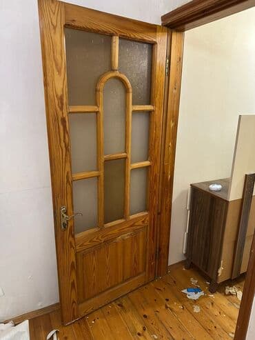 qapi modelleri: Taxta qapı və pəncərə dəsti - Material: təbii ağac (şam teksturası) — 4