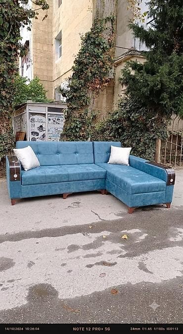 Künc divan, Yeni, Açılmayan, Vеlur parça, Şəhərdaxili pulsuz çatdırılma