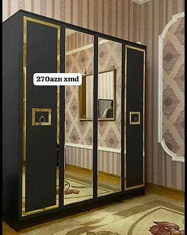 ayakkabi refi: 3 qapılı, Güzgülü, Qara, Taxta, Kupe, Düz dolab — 1