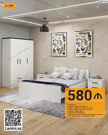 tunba: LA MINI yataq dəsti – Kod: 11726 Tərkibi və ölçülər: - Çarpayı: 1 — 1